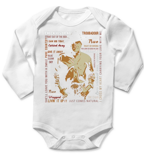 George Strait Text Long Sleeve Baby One-Piece