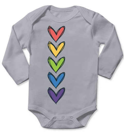 Lgbtq Herzen Rainbow Queer Gay Pride Month Design Long Sleeve Baby One-Piece