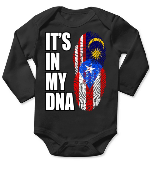 Malaysian And Puerto Rican Mix Heritage DNA Flag Long Sleeve Baby One-Piece