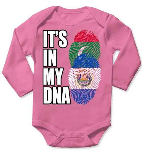 Maldivian And Salvadoran Mix Heritage DNA Flag Long Sleeve Baby One-Piece