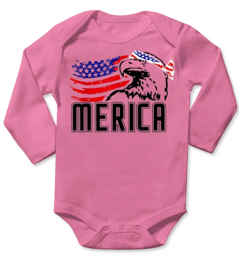 Merica Bald Eagle 4Th Of July American Flag shirt Long Sleeve Baby One-Piece