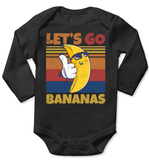 Retro Lets Bananas Funny Cool Banana Long Sleeve Baby One-Piece