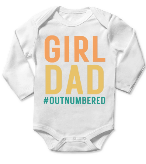 Retro Vintage Girl Dad Outnumbered Long Sleeve Baby One-Piece