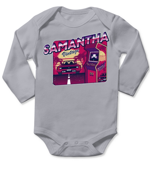 Samantha Funny Personalized Vintage Gamer 80s 90s Long Sleeve Baby One-Piece
