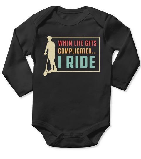 Scooter Driver I Ride Escooter Stunt Retro Vintage Long Sleeve Baby One-Piece