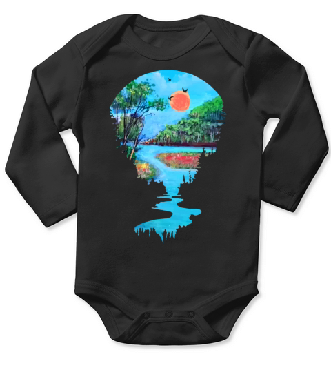 The Lake at Twilight Long Sleeve Baby One-Piece