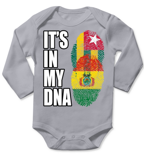 Togolese And Bolivian Mix Heritage DNA Flag Long Sleeve Baby One-Piece