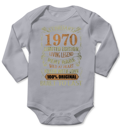 Vintage 50 Years Old February 1970 50th Birthday Long Sleeve Baby One-Piece