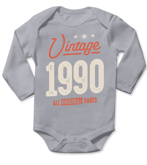 Vintage Born in 1990 - 32nd Birthday Retro Long Sleeve Baby One-Piece