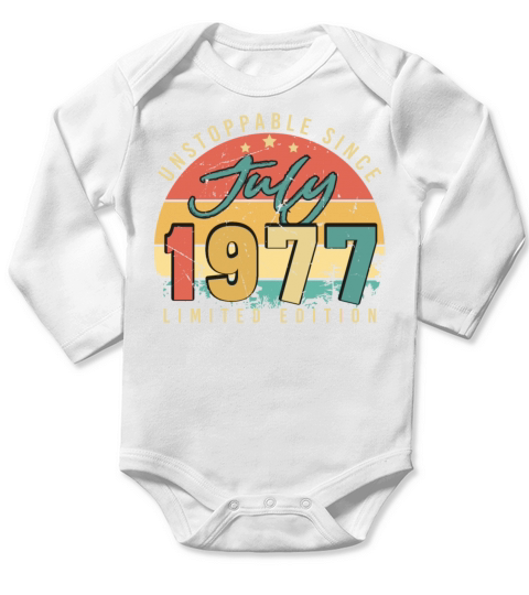 Vintage July 1977 Long Sleeve Baby One-Piece
