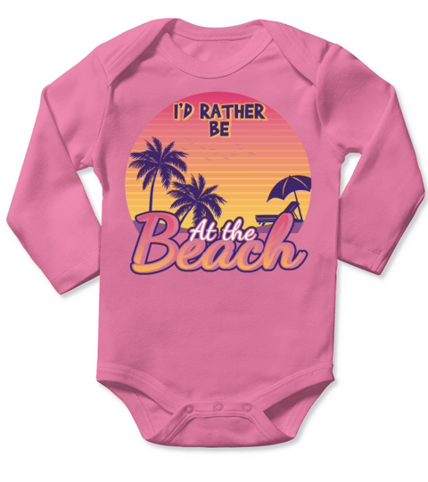 Vintage Rather Be At Beach 2022 Tropical Summer Long Sleeve Baby One-Piece