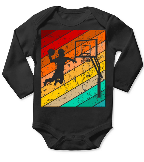 Vintage Retro Basketball Player Long Sleeve Baby One-Piece