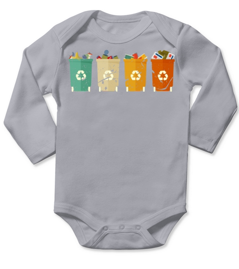 Vintage Retro Garbag Bag Can Recycle Long Sleeve Baby One-Piece