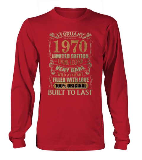 Vintage 50 Years Old February 1970 50th Birthday Long sleeved Unisex