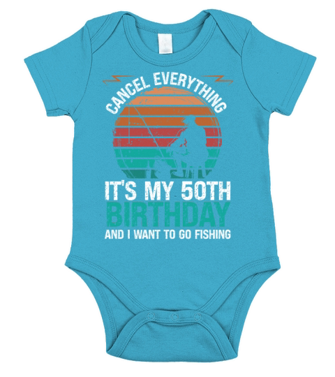 50th Birthday for Fisher Fishing Rod 50 Year Old Short Sleeve Baby One-Piece