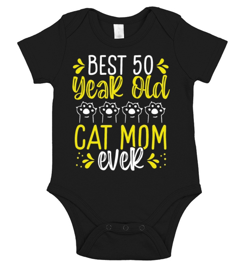 Best 50 Year Old Cat Mom Cat Mother 50th Birthday Short Sleeve Baby One-Piece