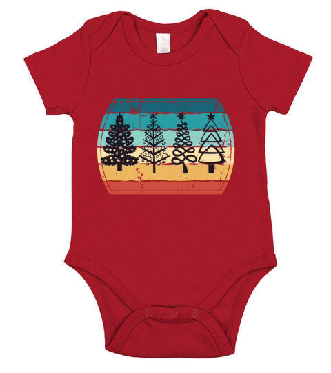 Christmas Abstract Tree Vintage Sunset Short Sleeve Baby One-Piece