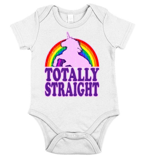 Funny - Totally Straight Unicorn Rainbow Short Sleeve Baby One-Piece