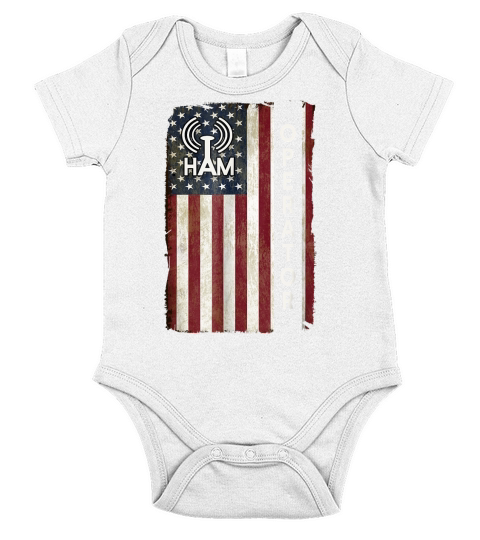 Ham Radio Operator Shirt 4th July American Flag Veteran Gift Short Sleeve Baby One-Piece