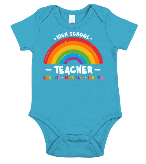 High School Teacher Educate Motivate Inspire Boho Short Sleeve Baby One-Piece