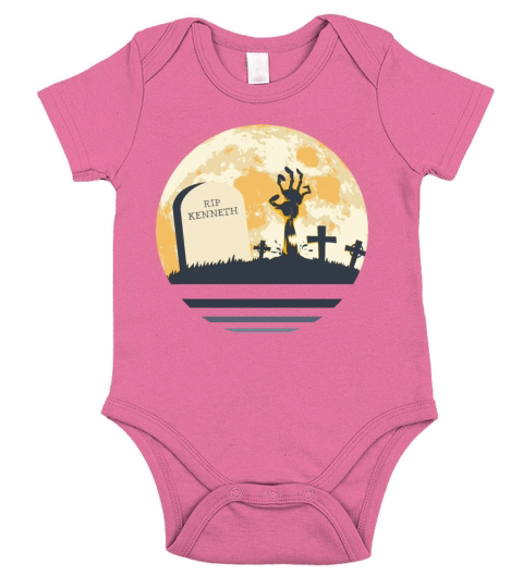 KENNETH Grave Tombstone Halloween Zombie Spooky Short Sleeve Baby One-Piece