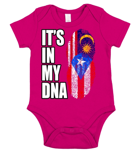 Malaysian And Puerto Rican Mix Heritage DNA Flag Short Sleeve Baby One-Piece