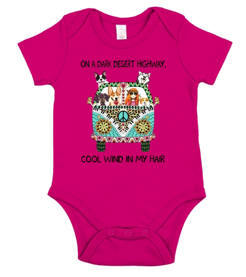 On A Dark Desert Highway Cool Wind In My Hair Hippie Dog shirt Short Sleeve Baby One-Piece
