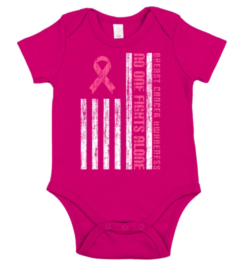 Pink Ribbon Breast Cancer American Flag Short Sleeve Baby One-Piece