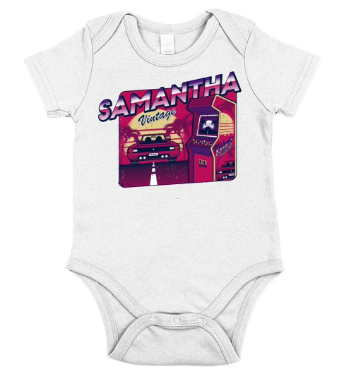 Samantha Funny Personalized Vintage Gamer 80s 90s Short Sleeve Baby One-Piece