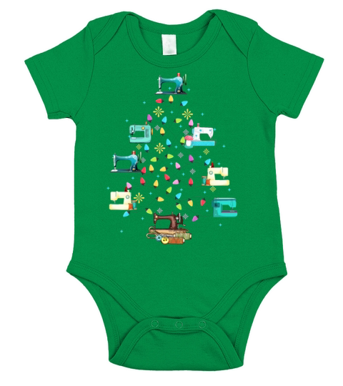 Sewing Machines Christmas Pine Tree Decorate Funny Short Sleeve Baby One-Piece