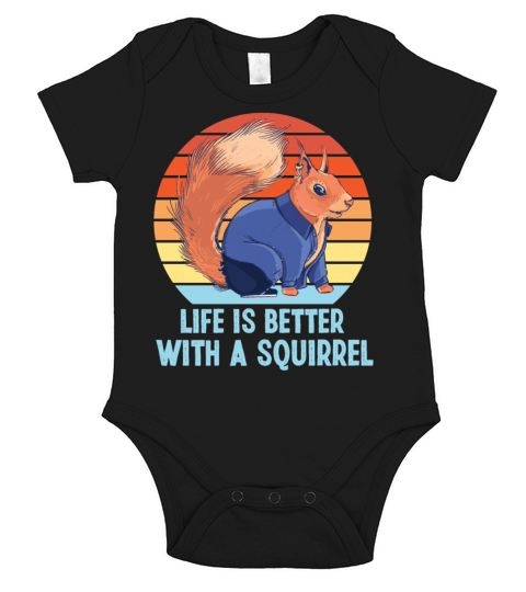 Squirrel Acorn Retro Vintage Life Short Sleeve Baby One-Piece