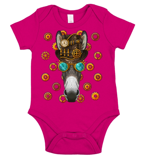 Steampunk Donkey Medieval Victorian Steam Powered Short Sleeve Baby One-Piece