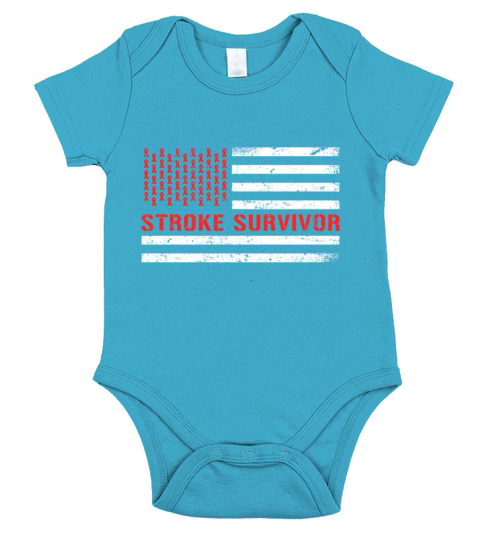 Stroke Awareness USA American Flag Stroke Survivor Short Sleeve Baby One-Piece
