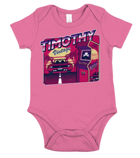 Timothy Funny Personalized Vintage Gamer 80s 90s Short Sleeve Baby One-Piece