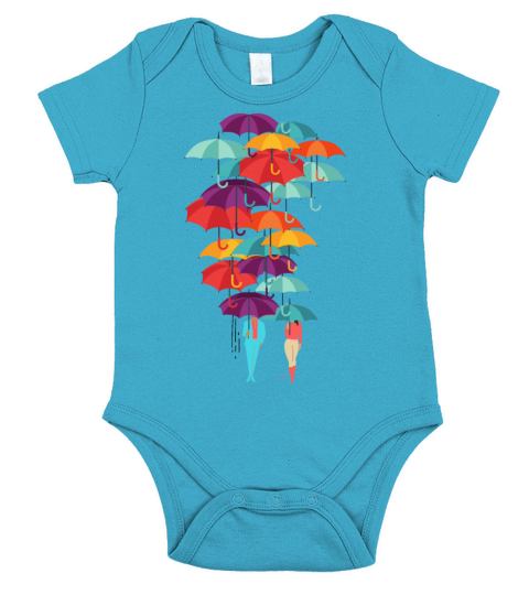 "Umbrellas" Illustration Graphic Art Design Short Sleeve Baby One-Piece