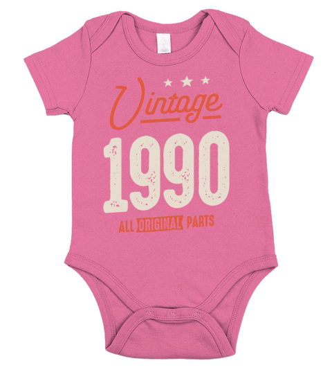 Vintage Born in 1990 - 32nd Birthday Retro Short Sleeve Baby One-Piece
