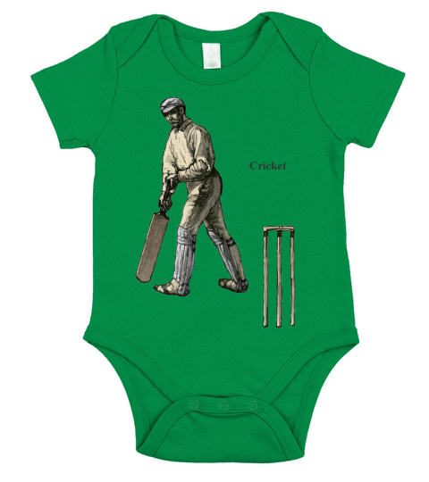 Vintage Cricket Player with a Bat and Wicket Short Sleeve Baby One-Piece