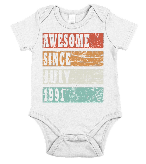 Vintage gift idea born July 1991 Short Sleeve Baby One-Piece