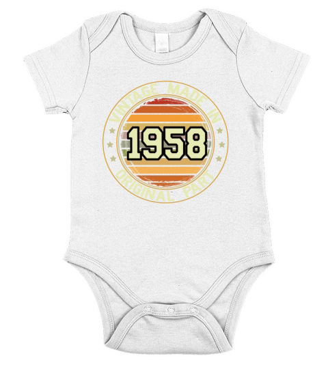 Vintage Made In 1958 Original Part Birthday 1958 Short Sleeve Baby One-Piece