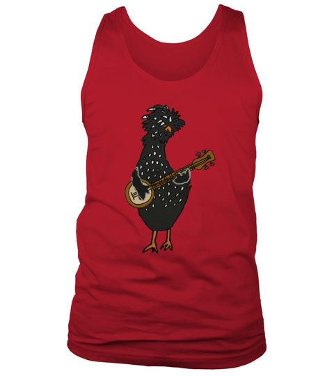 Funny Cute Polish Chicken Playing Banjo Shirt Tank Top Unisex