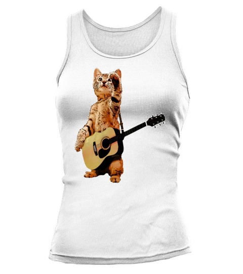 Cat Playing Acoustic Guitar Cool Musician Guitarist Tank top Woman