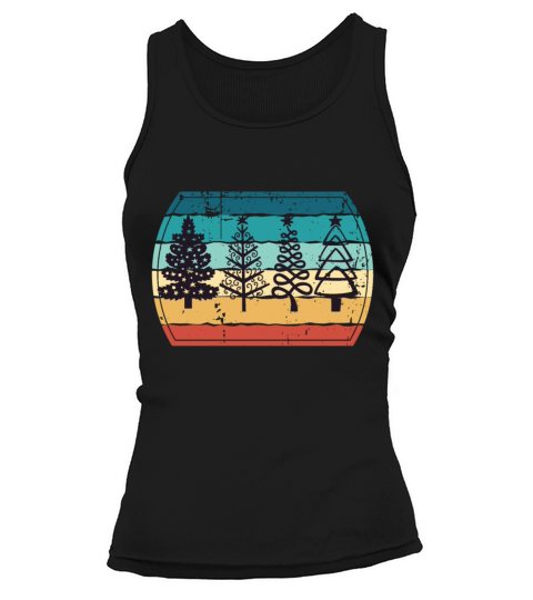Christmas Abstract Tree Vintage Sunset Tank top Woman