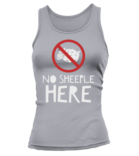 No Sheeple Here T-shirt with funny cartoon sheep. Tank top Woman