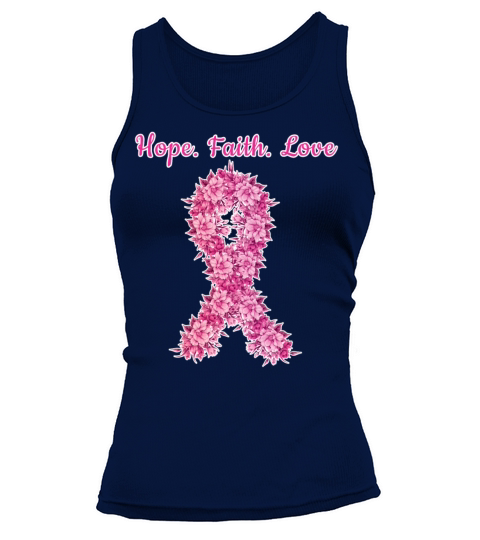 Pink October Ribbon Hope Faith Love Breast Cancer Tank top Woman
