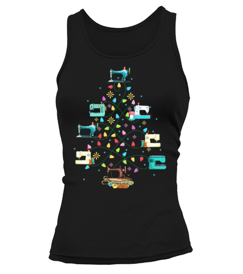 Sewing Machines Christmas Pine Tree Decorate Funny Tank top Woman