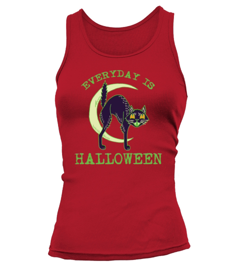 Vintage Green Halloween Cat-Everyday is Halloween Tank top Woman