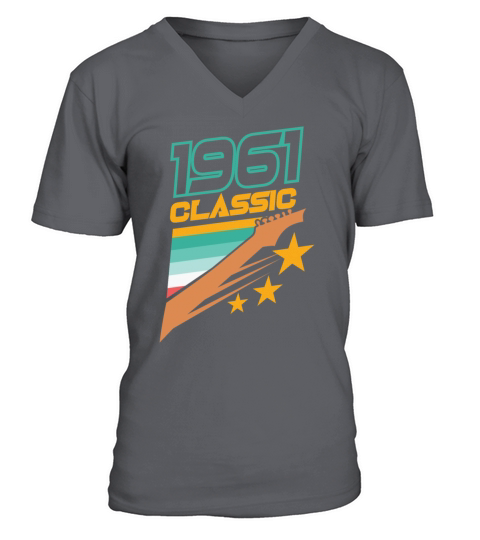 1961 Classic Vintage 60th Birthday Guitarist Bday V-Neck T-shirt