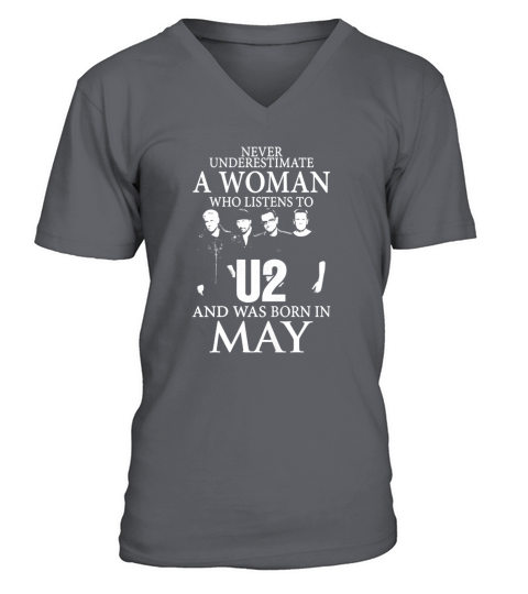 A Woman Who Listens To U2 And Was Born In May V-Neck T-shirt