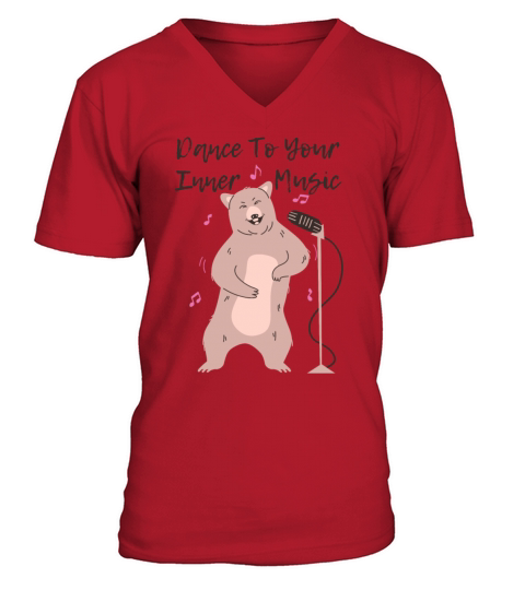 Bear Cartoon Dancing To Its Inner Music V-Neck T-shirt