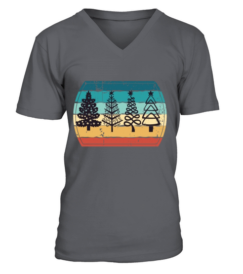 Christmas Abstract Tree Vintage Sunset V-Neck T-shirt